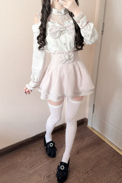 Japanese Lace Tencel Shirt And Skirt Set