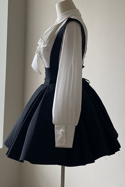 Black Iris Ruffle Suspender Half Skirt