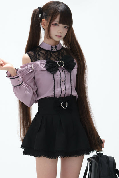 Japanese Lace Tencel Shirt And Skirt Set