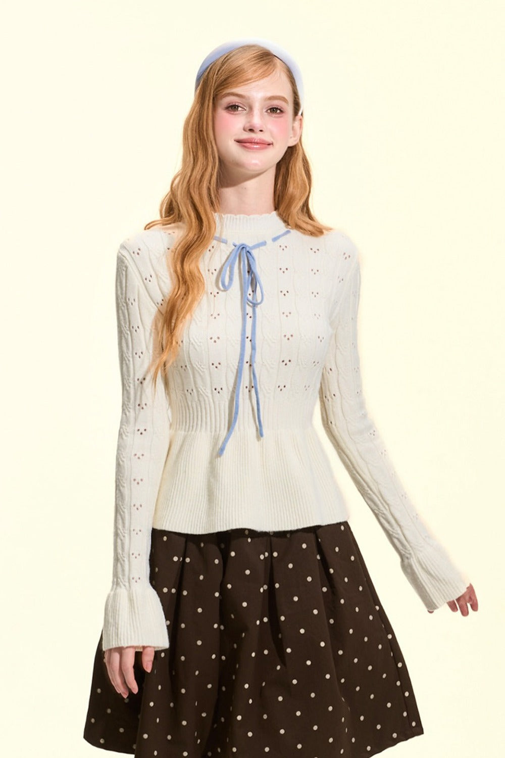 Brown Polka Dot A-Line Skirt