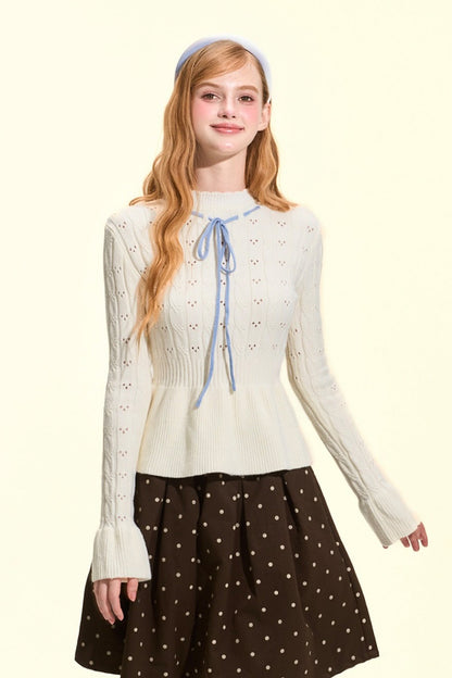 Brown Polka Dot A-Line Skirt