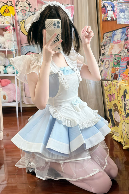 Striped Layered-Look Maid Dress