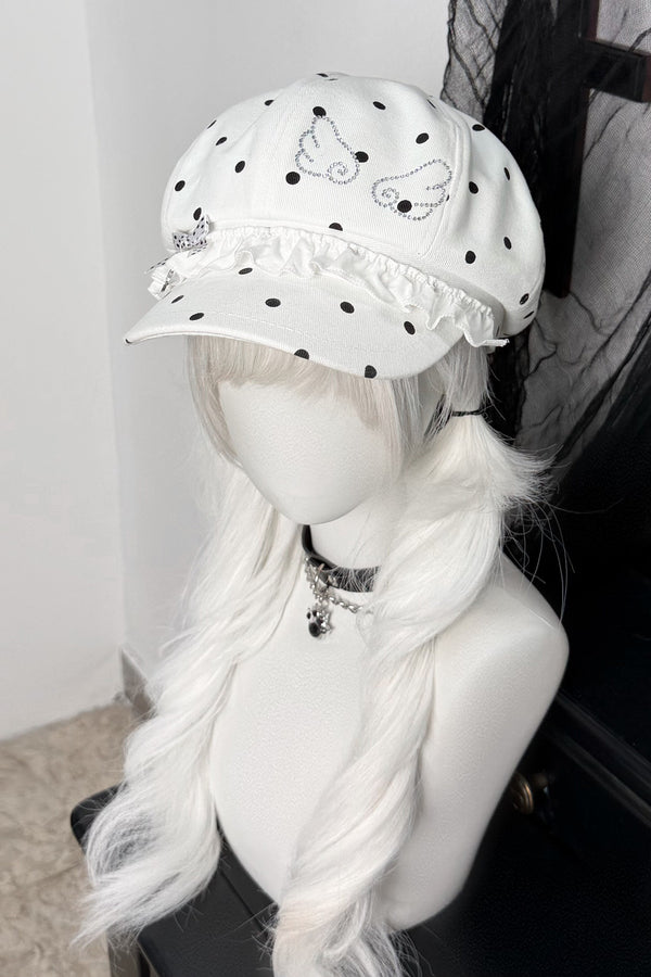 Rhinestone Wing Polka Dot Cap
