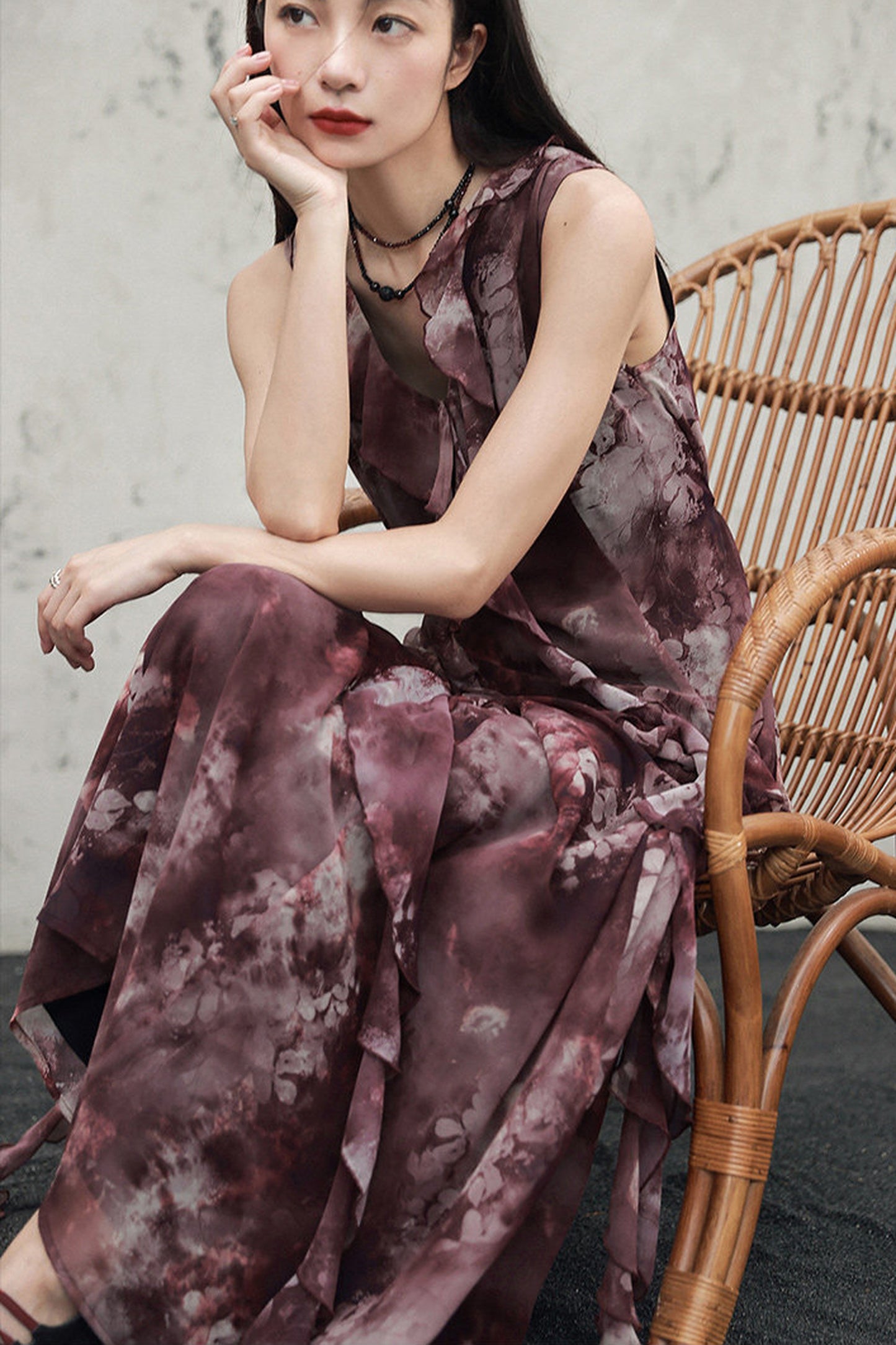 abito in chiffon rosso intenso