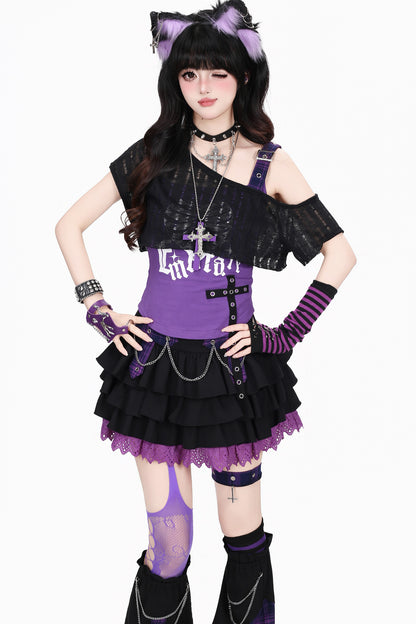 Y2K Cross Pendant Choker Necklace