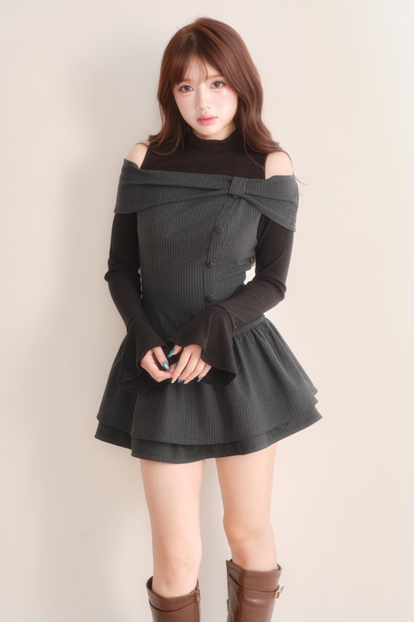 Long Sleeve Knitted Striped Dress