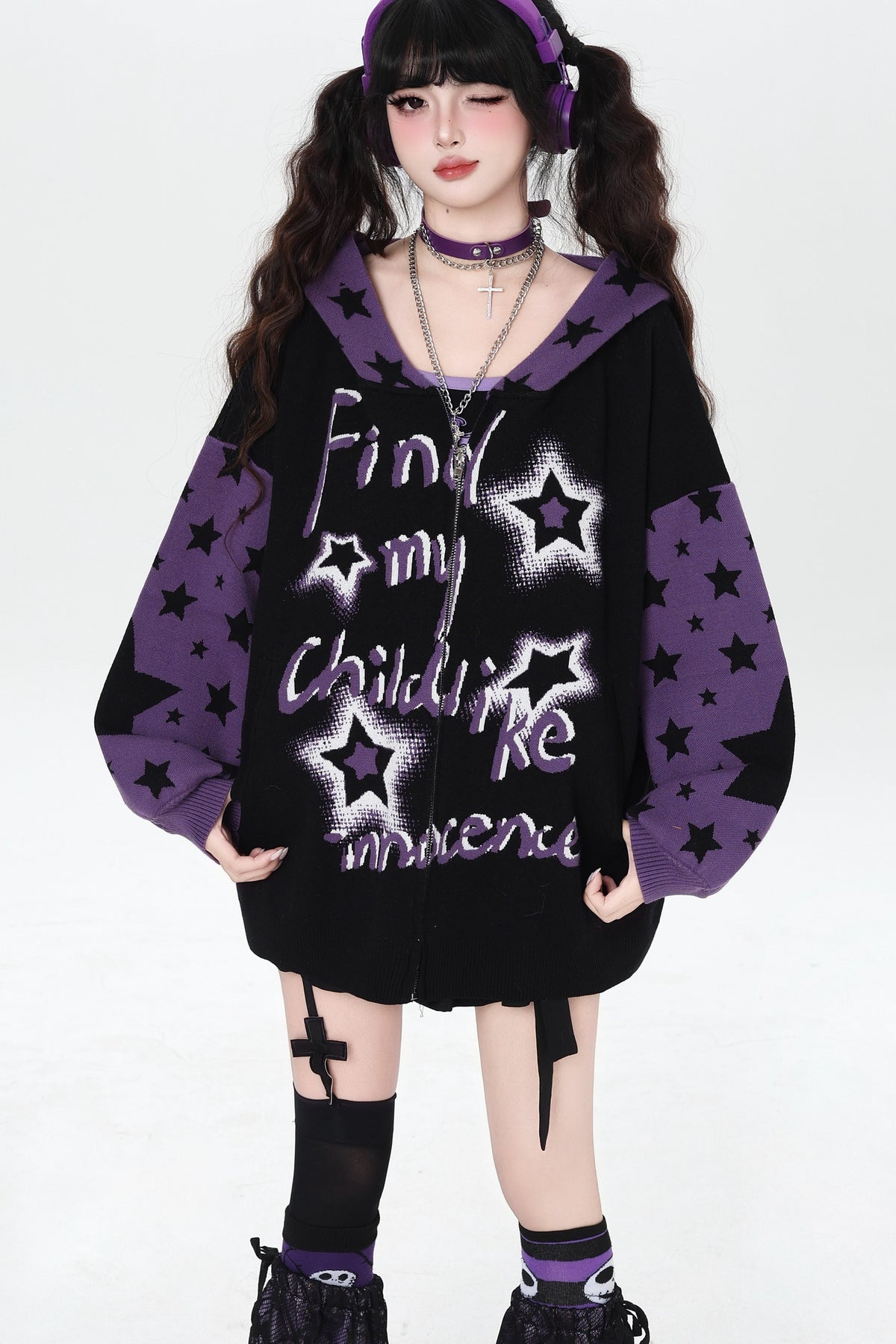 Night Stars Lantern Sleeve Cardigan