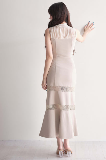 Lace Patchwork Sleeveless Mermaid Long Dress