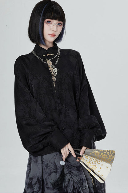 Black White Embroidered Shirt Pants Set-Up