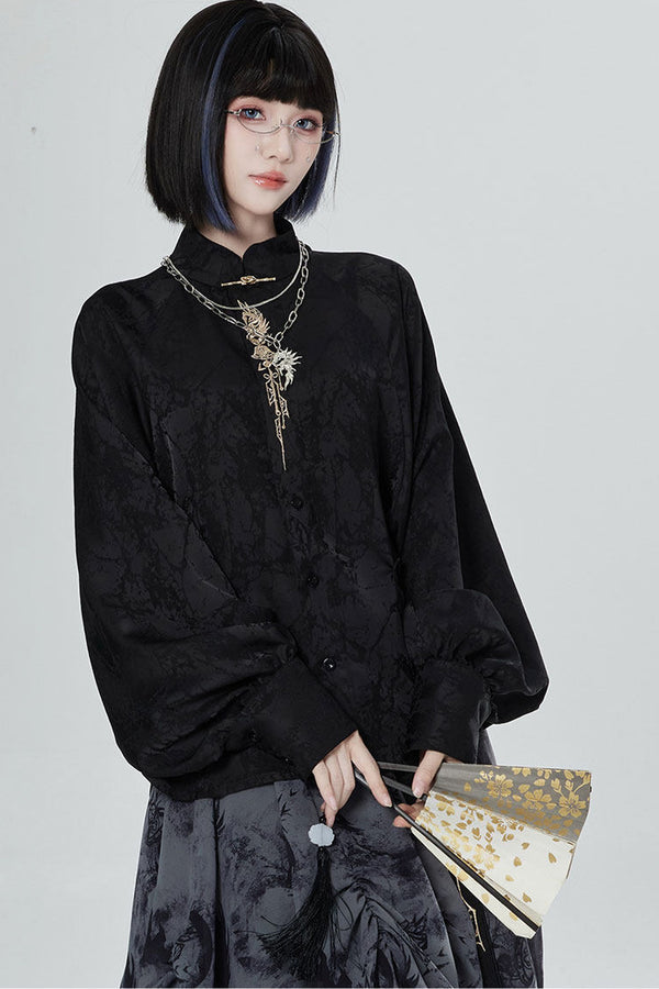 Black White Embroidered Shirt Pants Set-Up