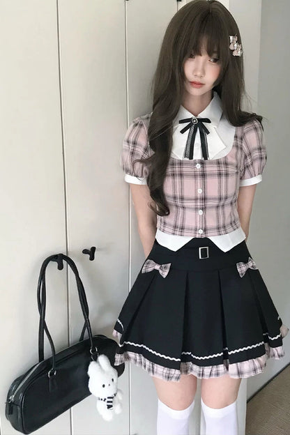 Pink Plaid School Set-Up