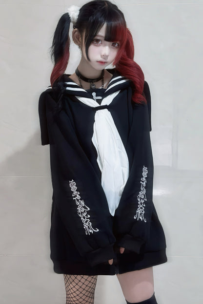 Embroidered Sailor Suit Sweatshirt Jacket
