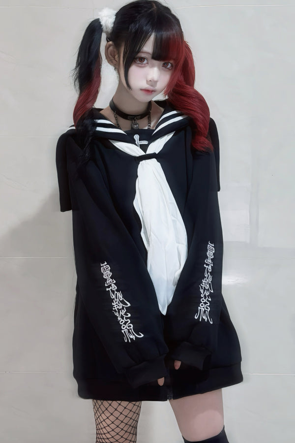 Embroidered Sailor Suit Sweatshirt Jacket