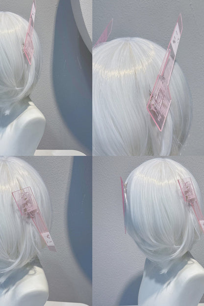 Große Haarspangen im mechanischen Digital-Glitch-Stil