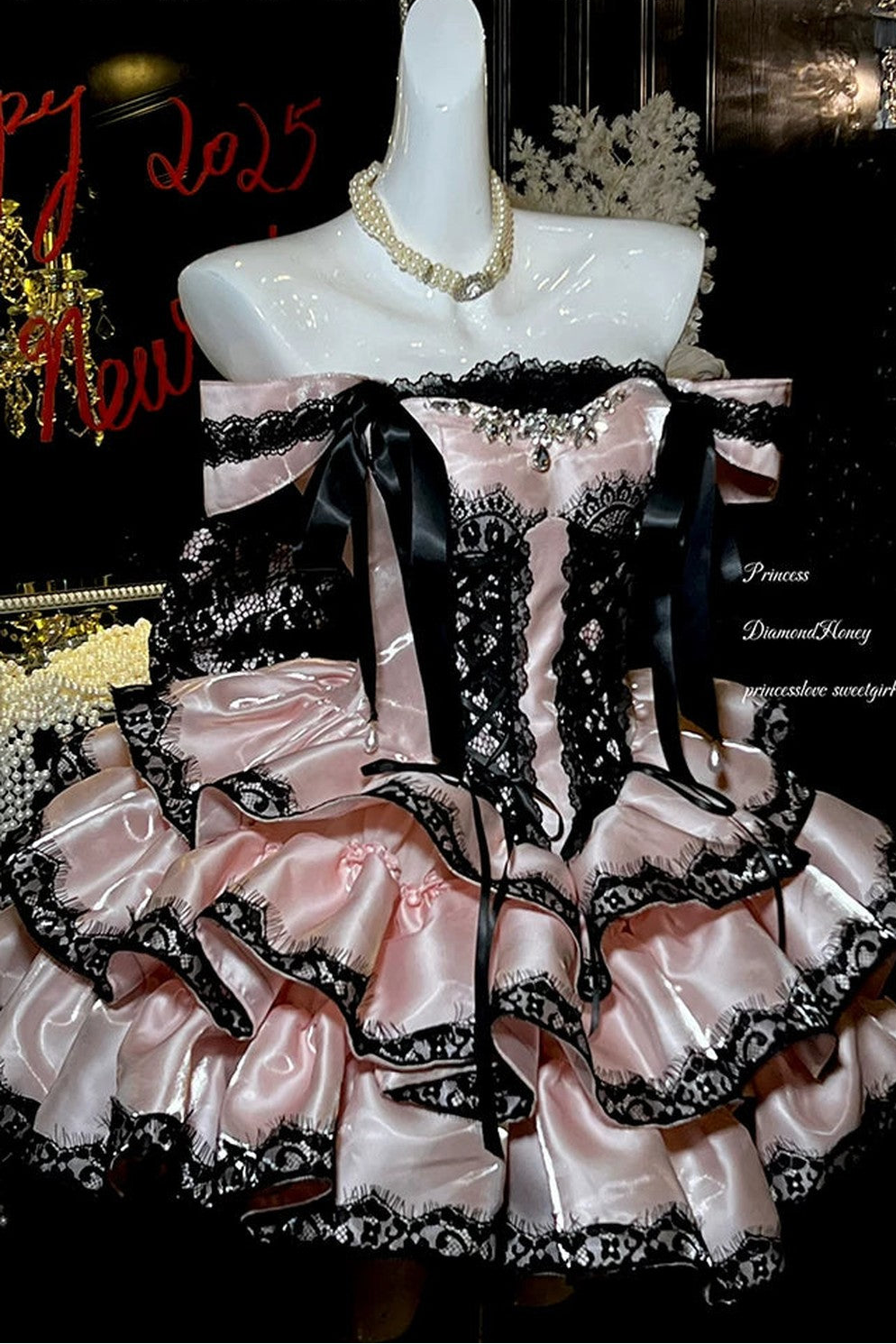 [Pre-order Item] Romantic Lace Mini Lolita Dress + Ribbon Train