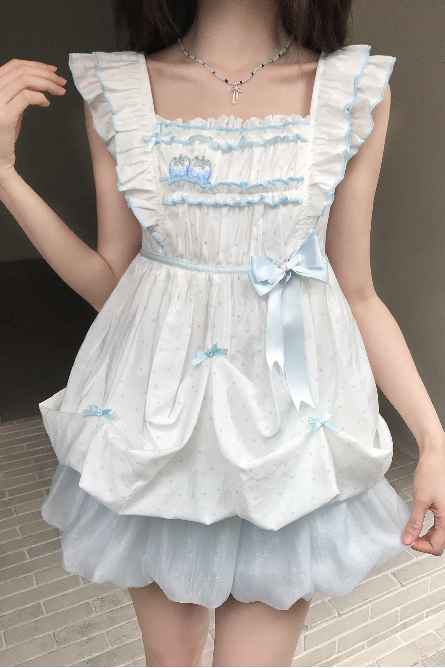 ブルーベリーケーキバルーントップス+スカート