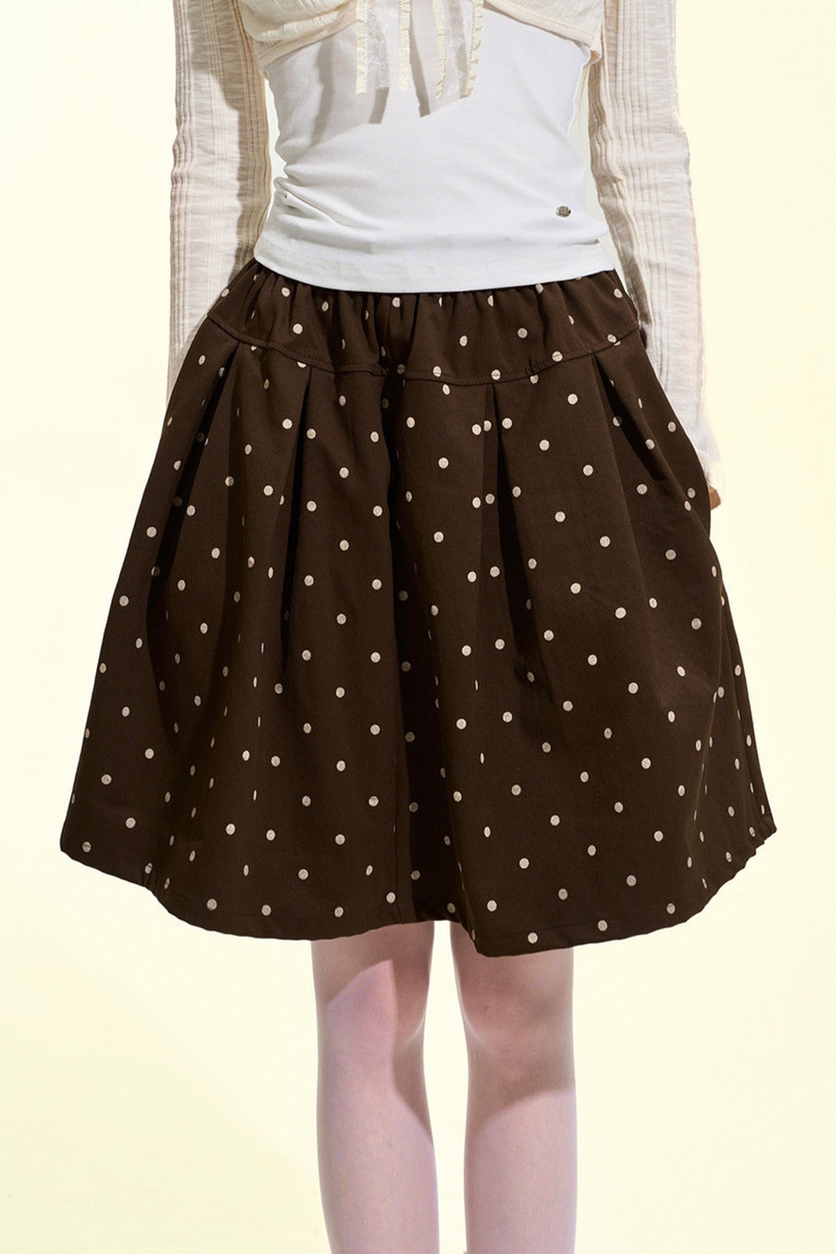 Brown Polka Dot A-Line Skirt