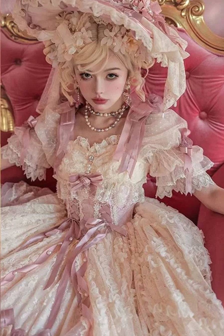 Rose-Schleifen-Gorgeous-Prinzessinnen-Lolita-Kleid