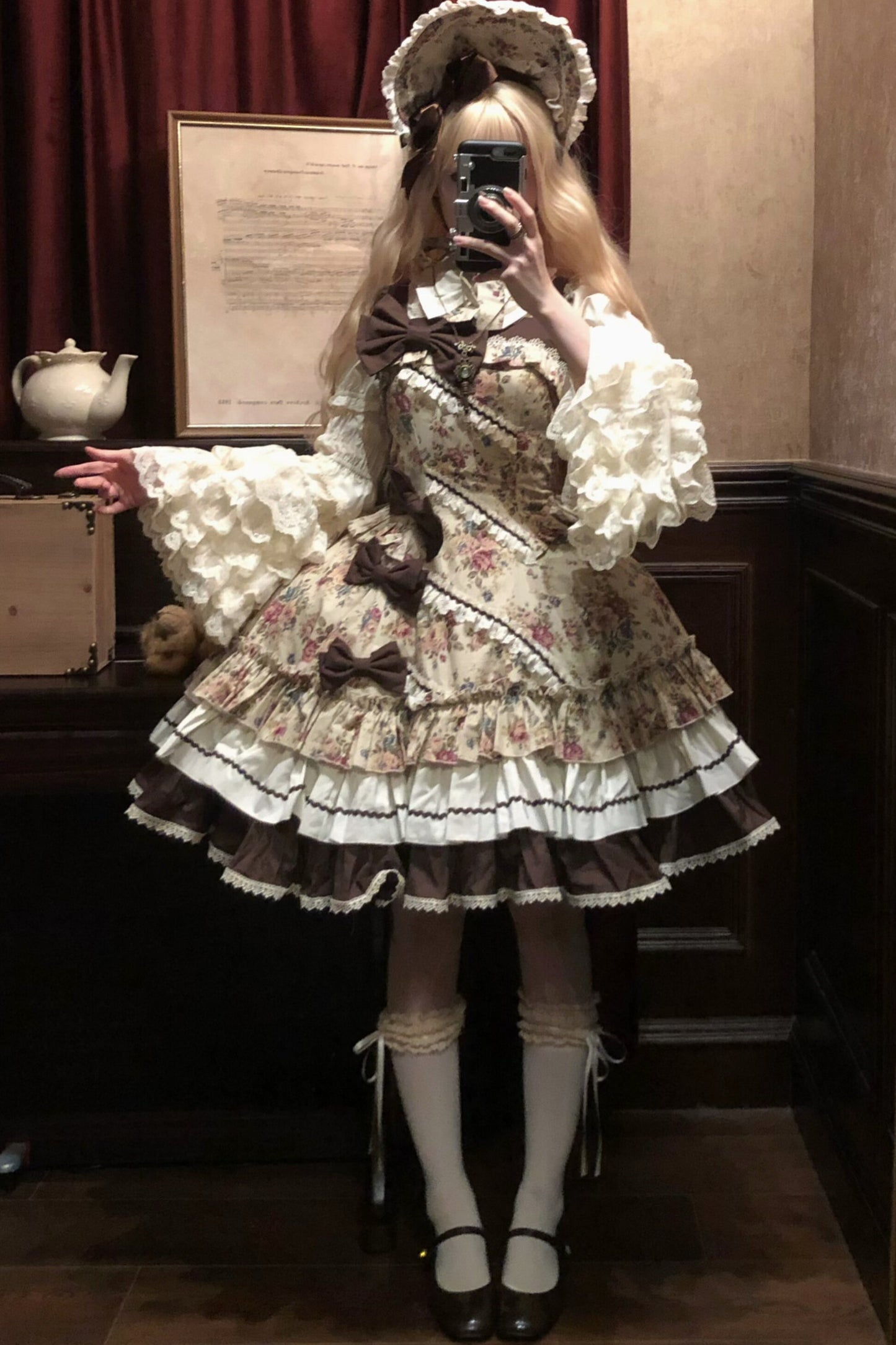 Vintage Floral Elegant Lolita Dress Set-Up
