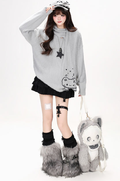 Maglione pullover a maglia con gatto