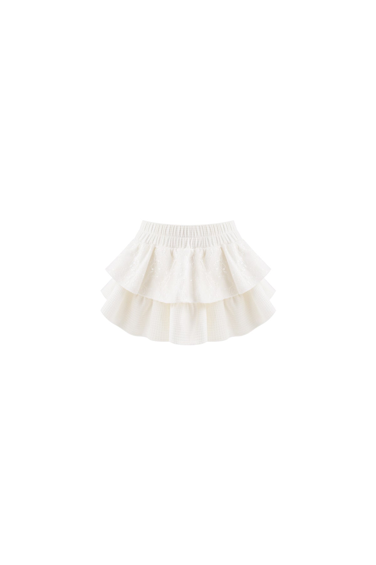 Blue White Floral Top and Off-White Short Skirt Set-Up