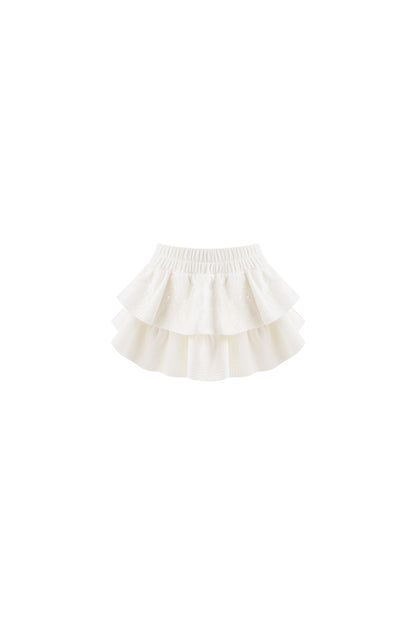 Blue White Floral Top and Off-White Short Skirt Set-Up
