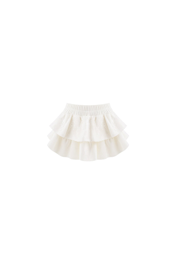 Blue White Floral Top and Off-White Short Skirt Set-Up