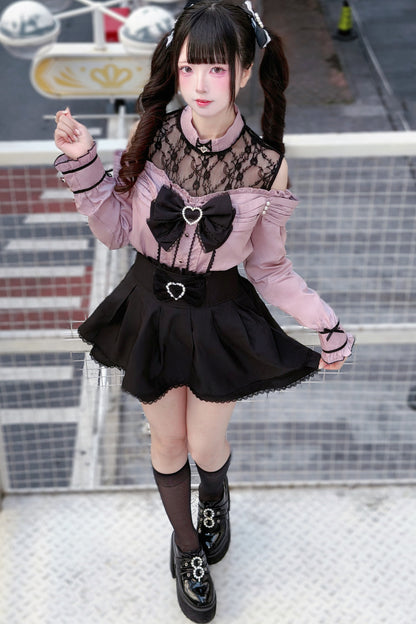 Japanese Lace Tencel Shirt And Skirt Set
