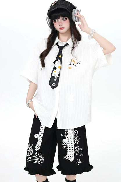 Embroidered Cat Blouse