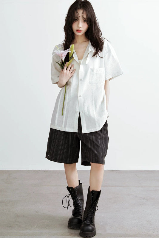 ブラックストライプワイドレッグパンツ