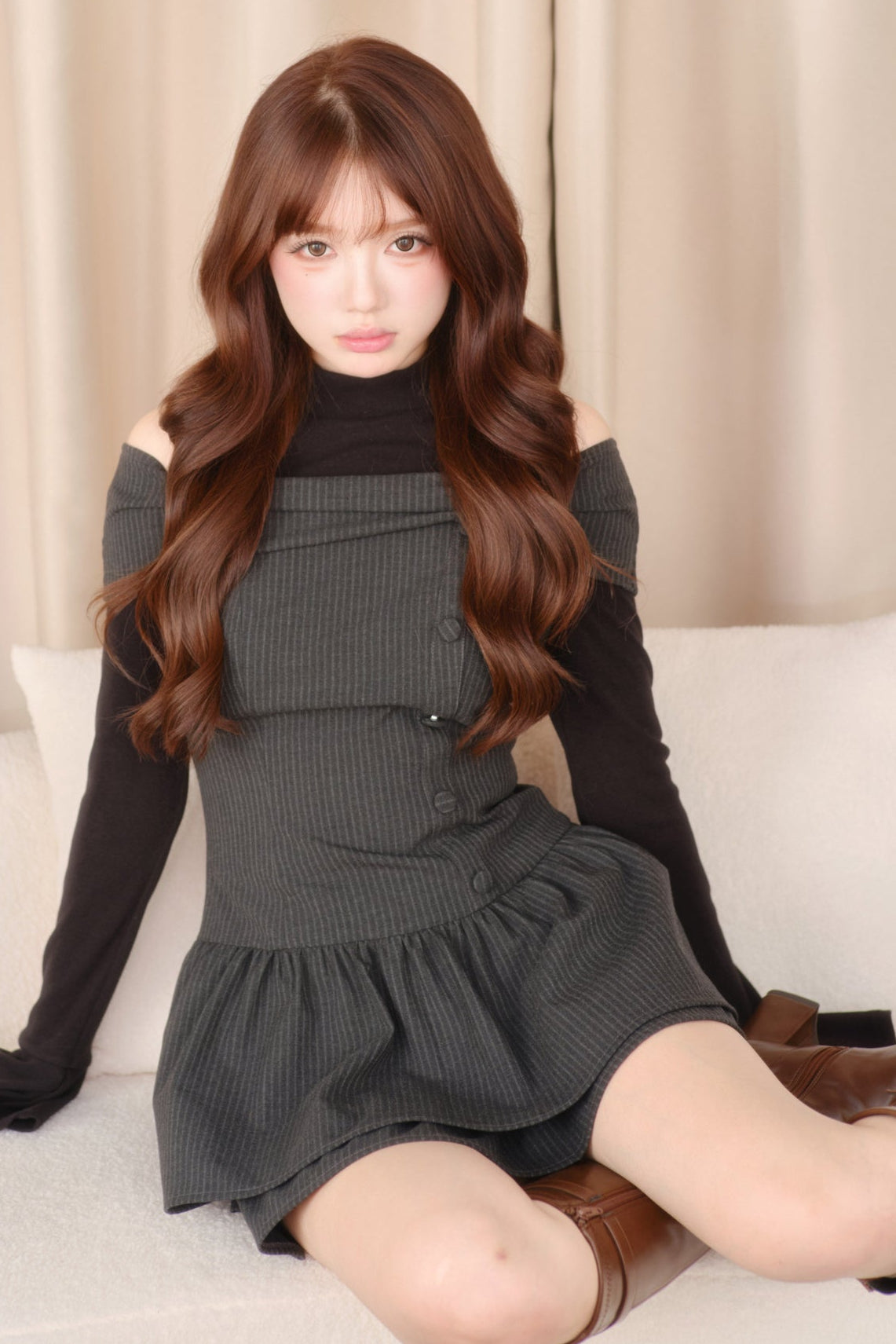Long Sleeve Knitted Striped Dress