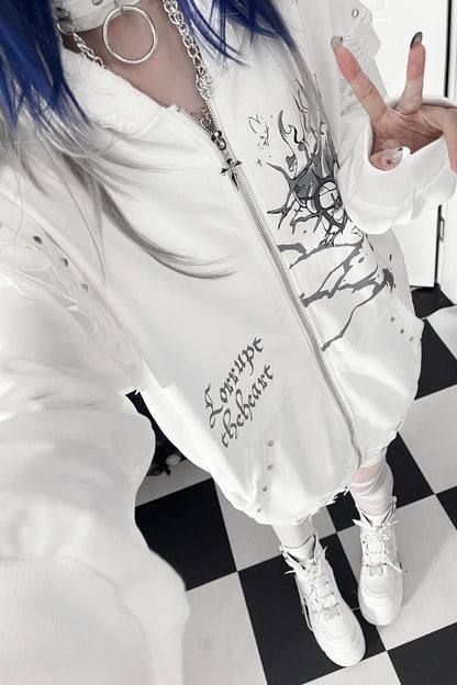 Veste ample à capuche avec oreilles de chat