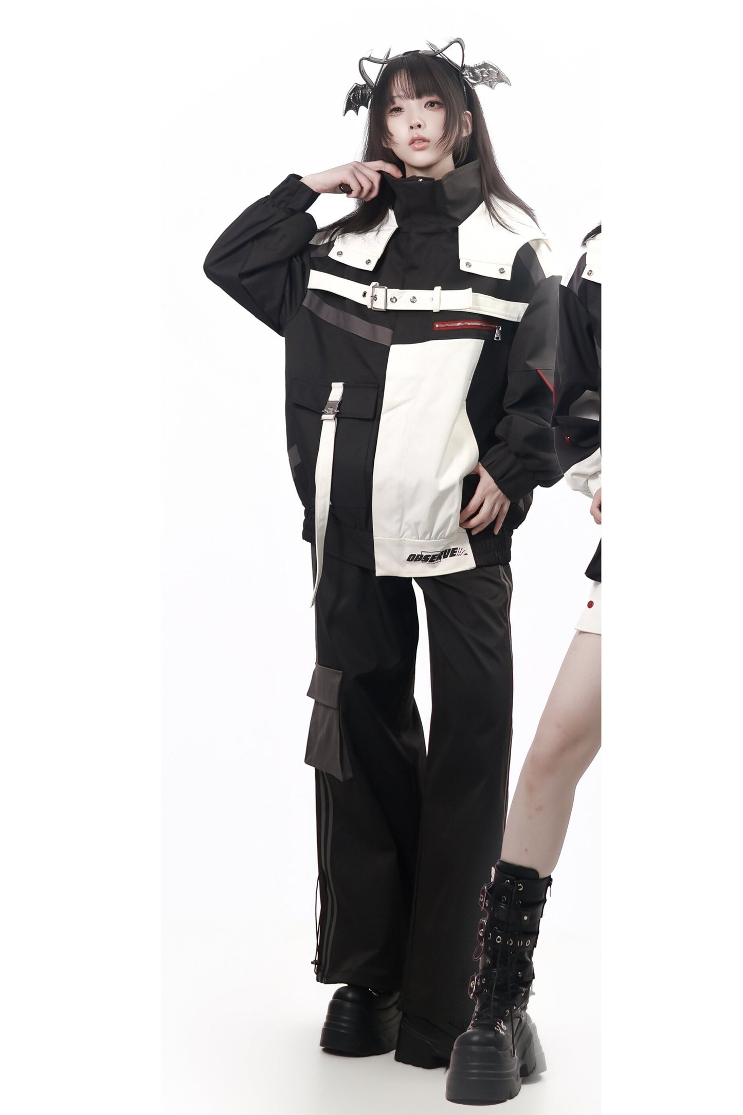 Galaxy Leap Color-Block Functional Jacket With Skirt Badge and Pants Set-Up