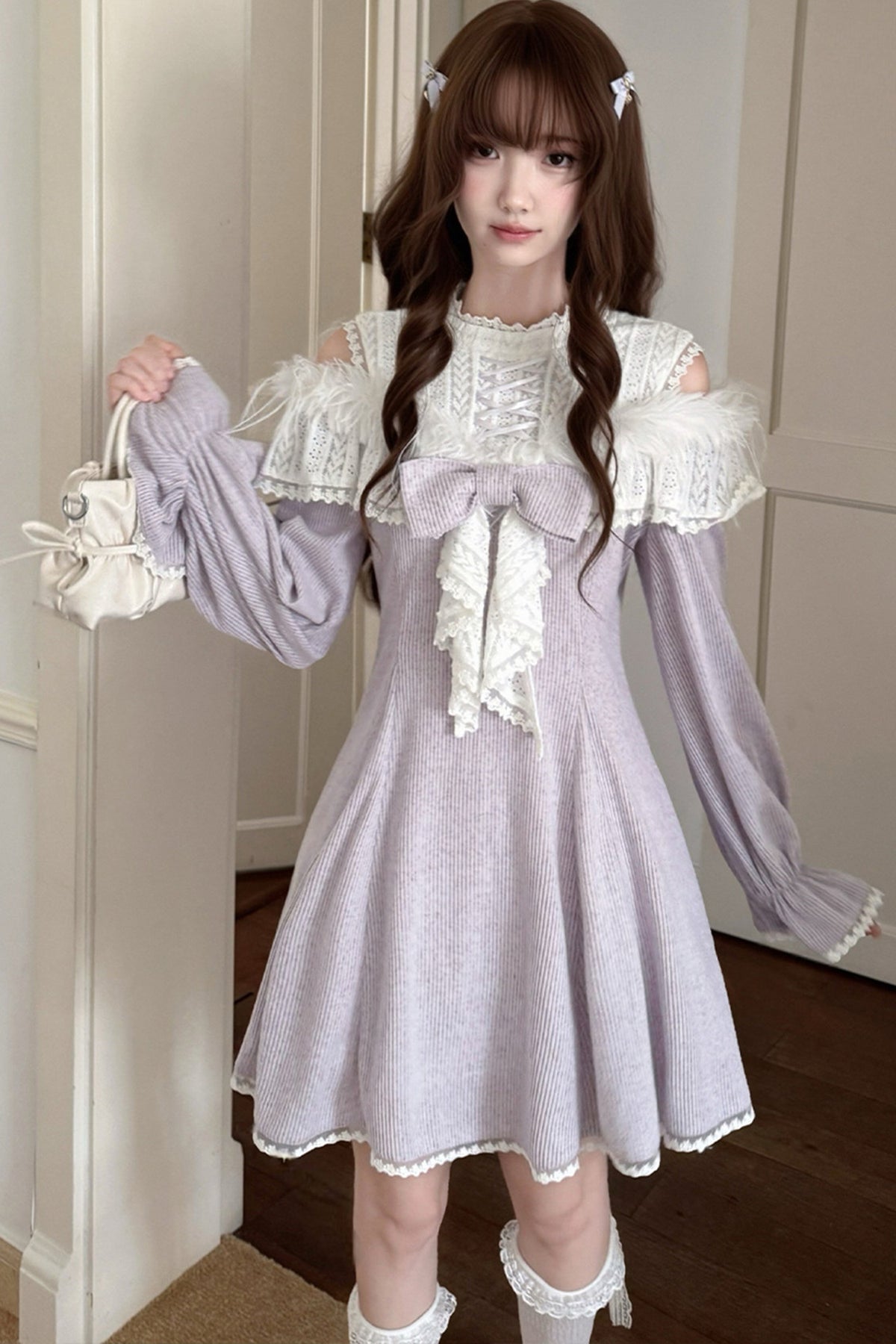 Robe en maille à épaules dénudées Wisteria