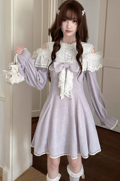Robe en maille à épaules dénudées Wisteria