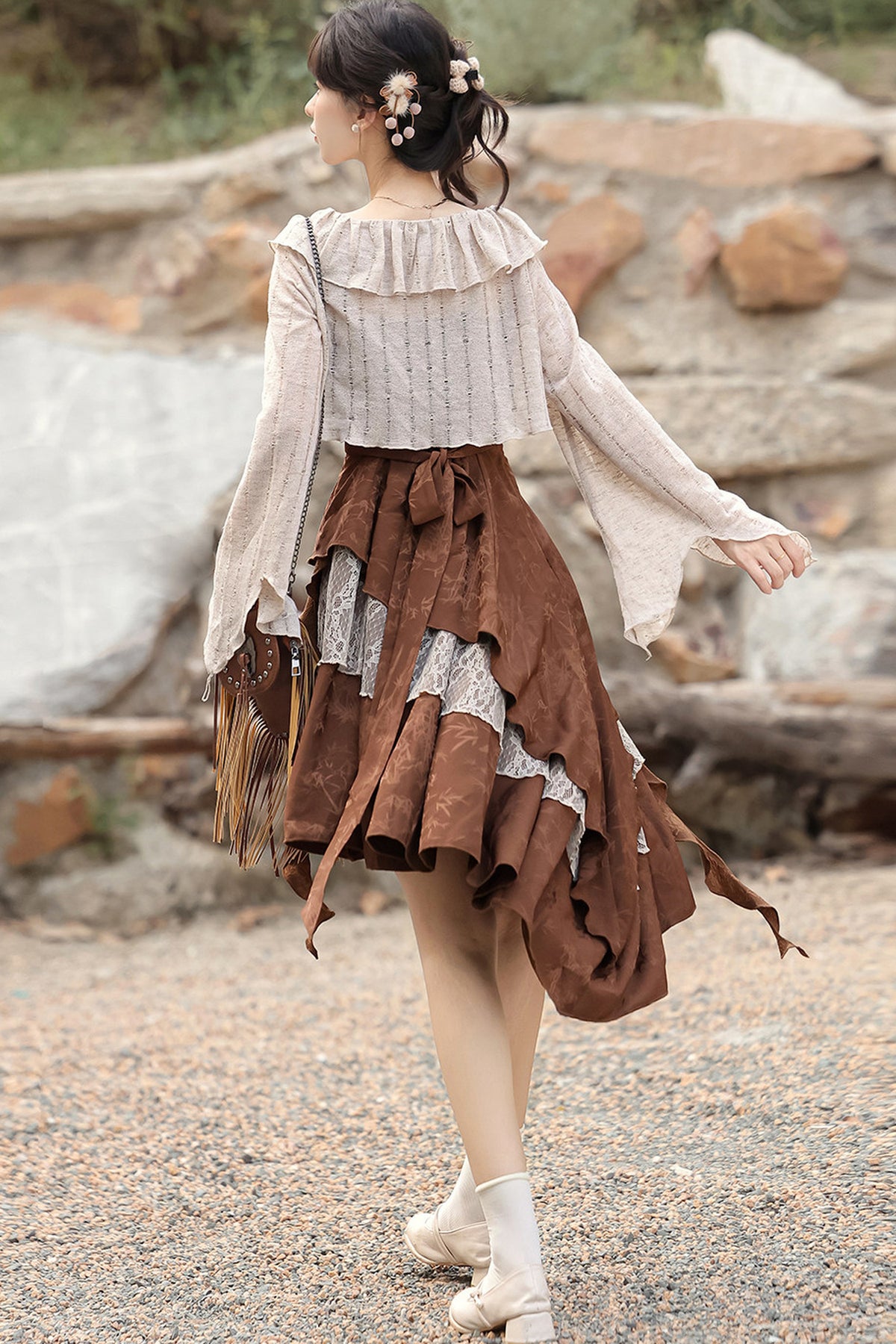 Dune Traveler Asymmetric Retro Dress Set