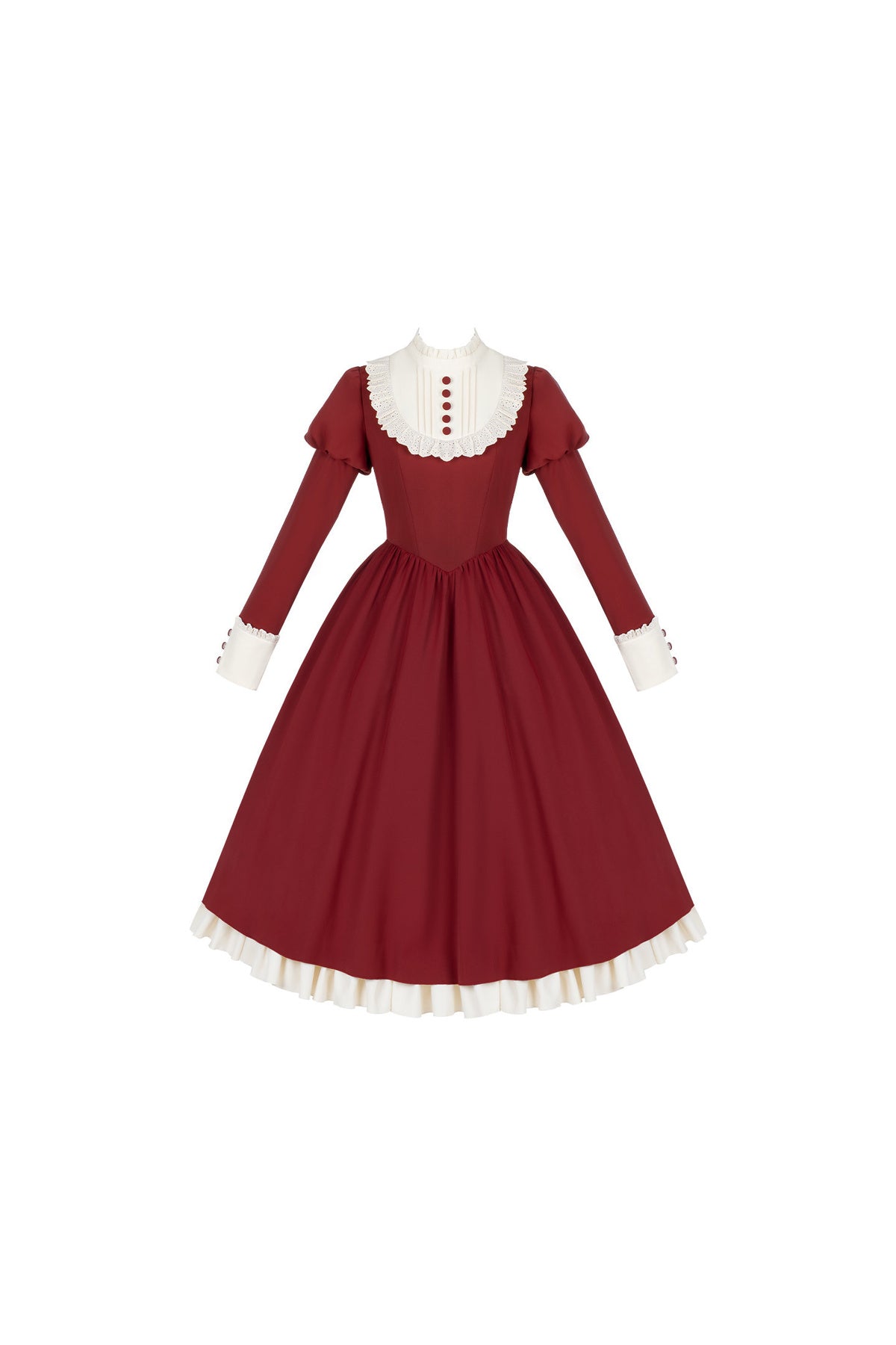 Robe tablier de soubrette à col montant