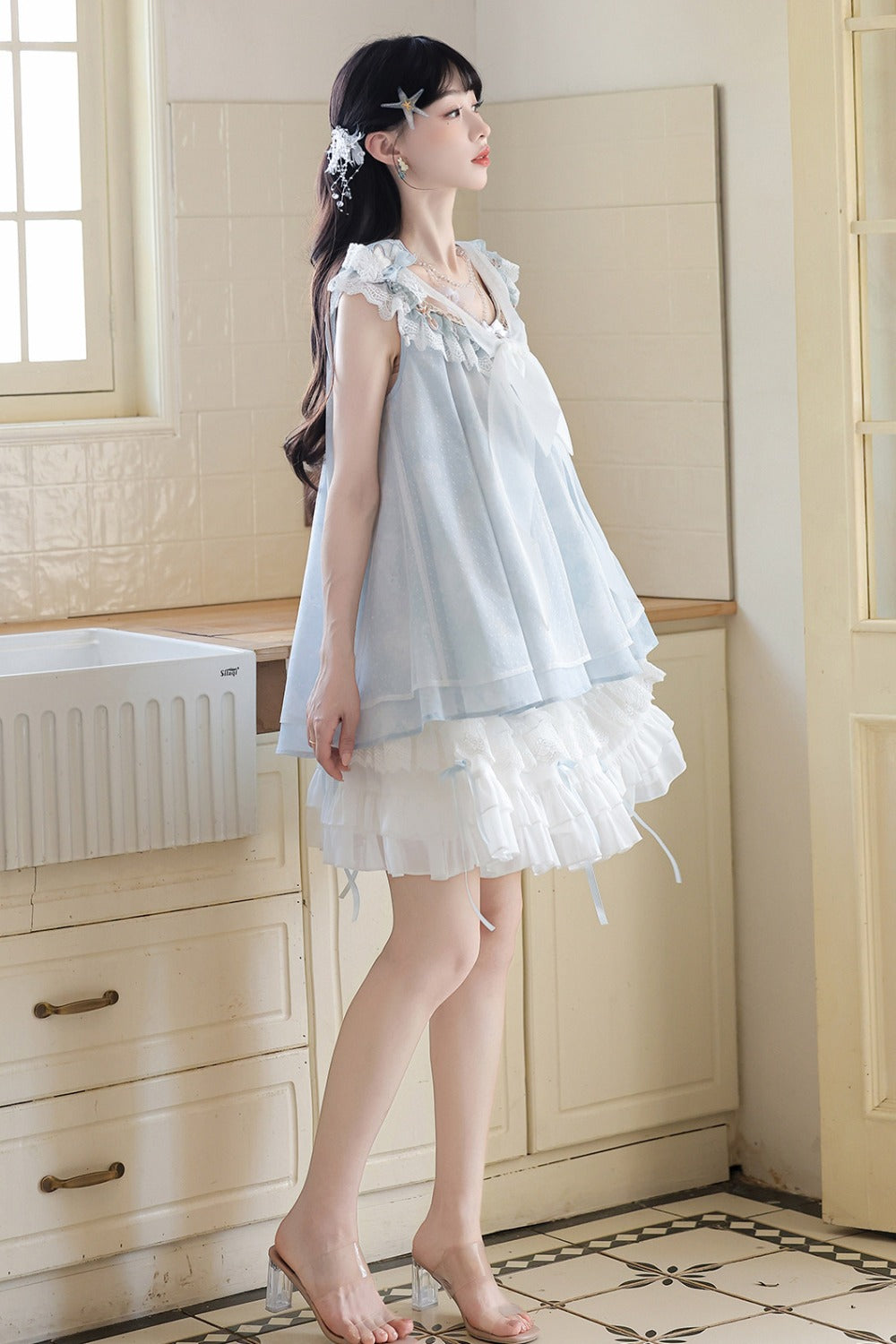Aqua Coastal Han Element Top and Skirt Set