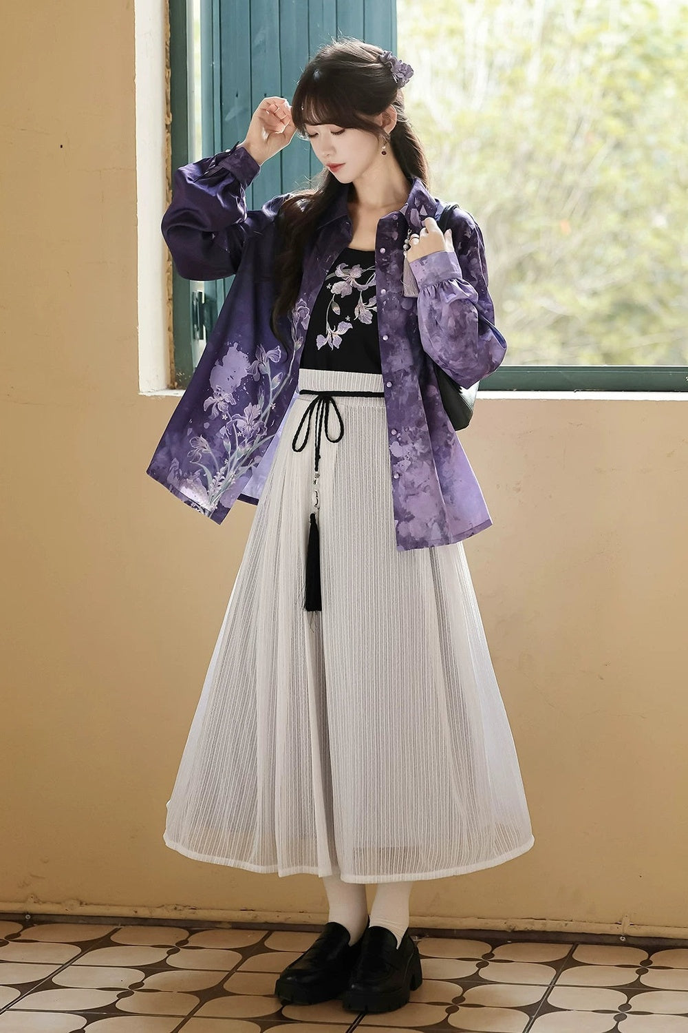 Iris Mist New Chinese Style Shirt and Skirt Set-Up