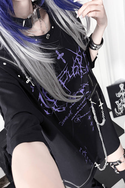 Broken Heart Sequel Zipper Loose T-shirt
