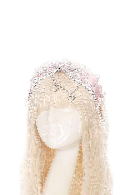 Lace Bow Dress With Hairband+Neck Ring
