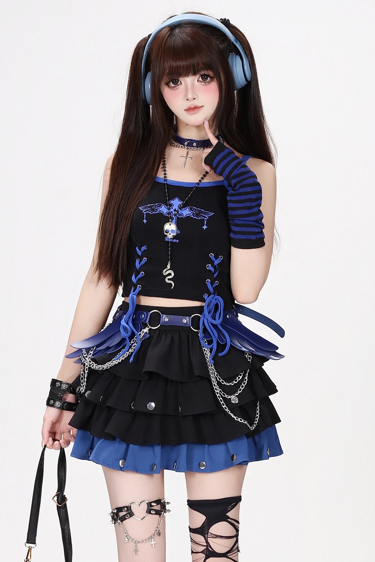 Rivet Color-Blocking Fluffy Cake Skirt