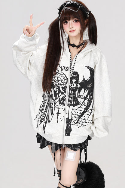 Devil Angel Kapuzenjacke im Destroyed-Look