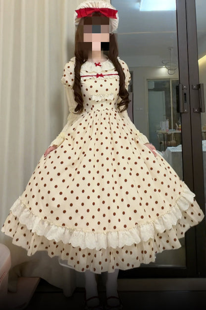 Cotton Polka Dot Print OP Dress Set-Up
