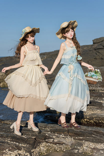 Twin Camisole And Irregular Hem Skirt Set-Up
