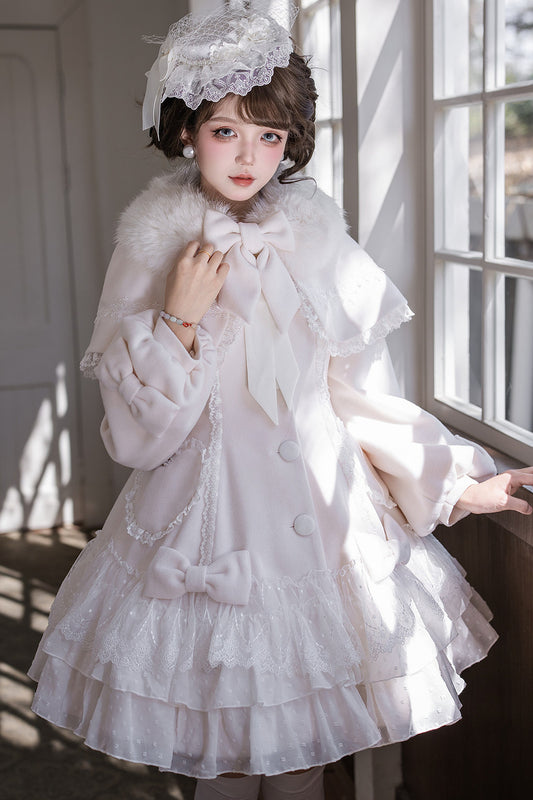 Lace Trim Bowknot Lolita Coat