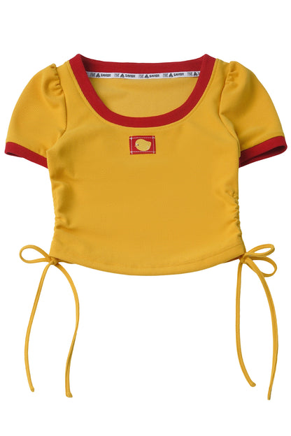 Rot-gelbes Kontrast-T-Shirt mit Hose und Rock als Set