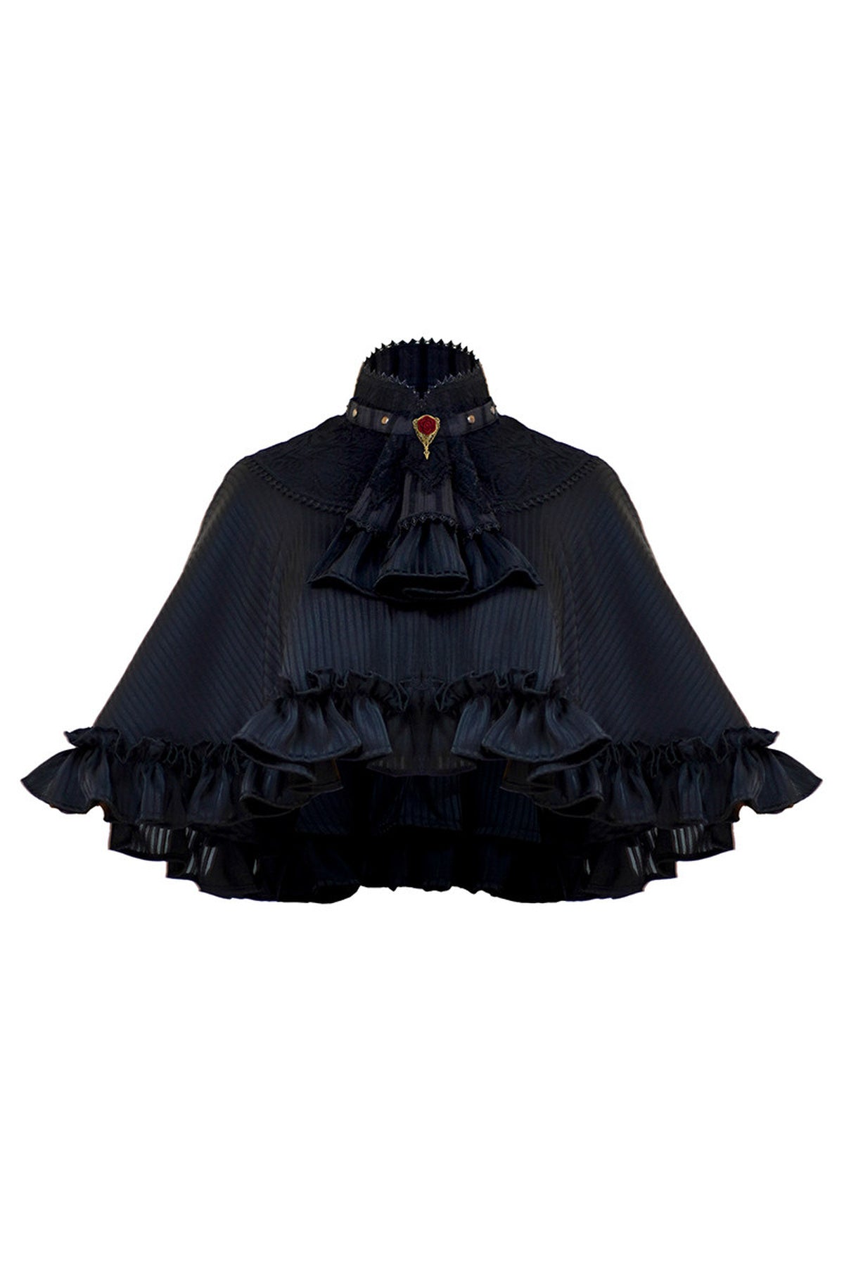 Gestreifter Gothic-Umhang mit abnehmbarem Schal