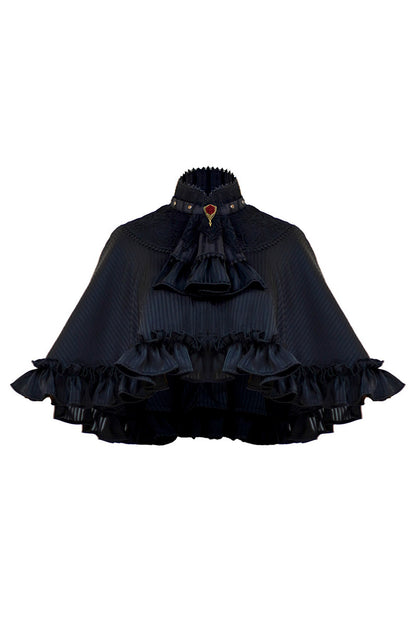 Gestreifter Gothic-Umhang mit abnehmbarem Schal