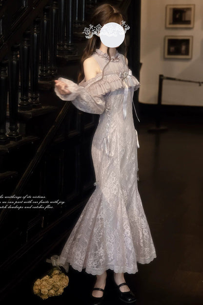 Purple Lace Mermaid Dress